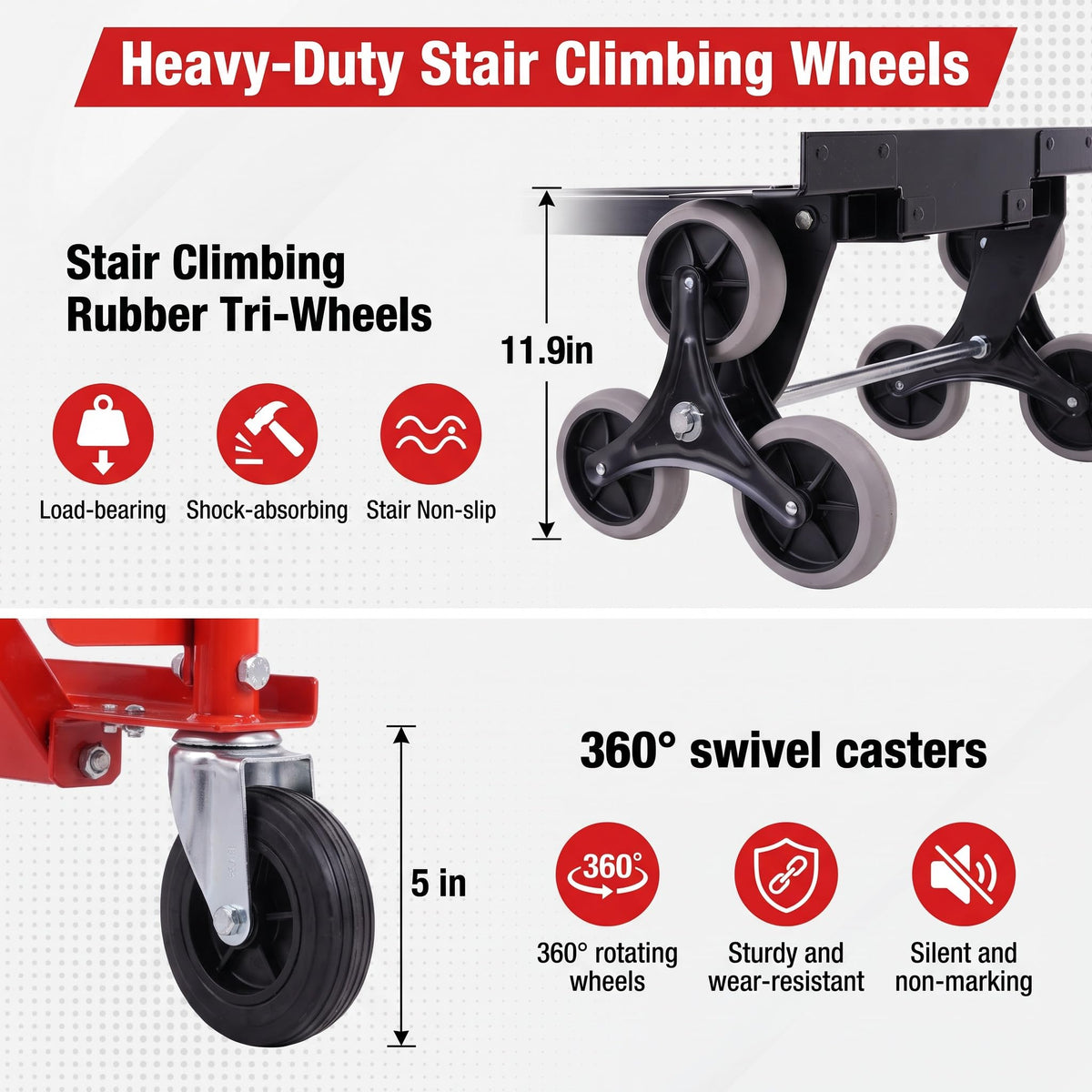 Heavy Duty 1000LBS Stair Climbing Convertible Hand Truck Cart with Solid Wheels F665721