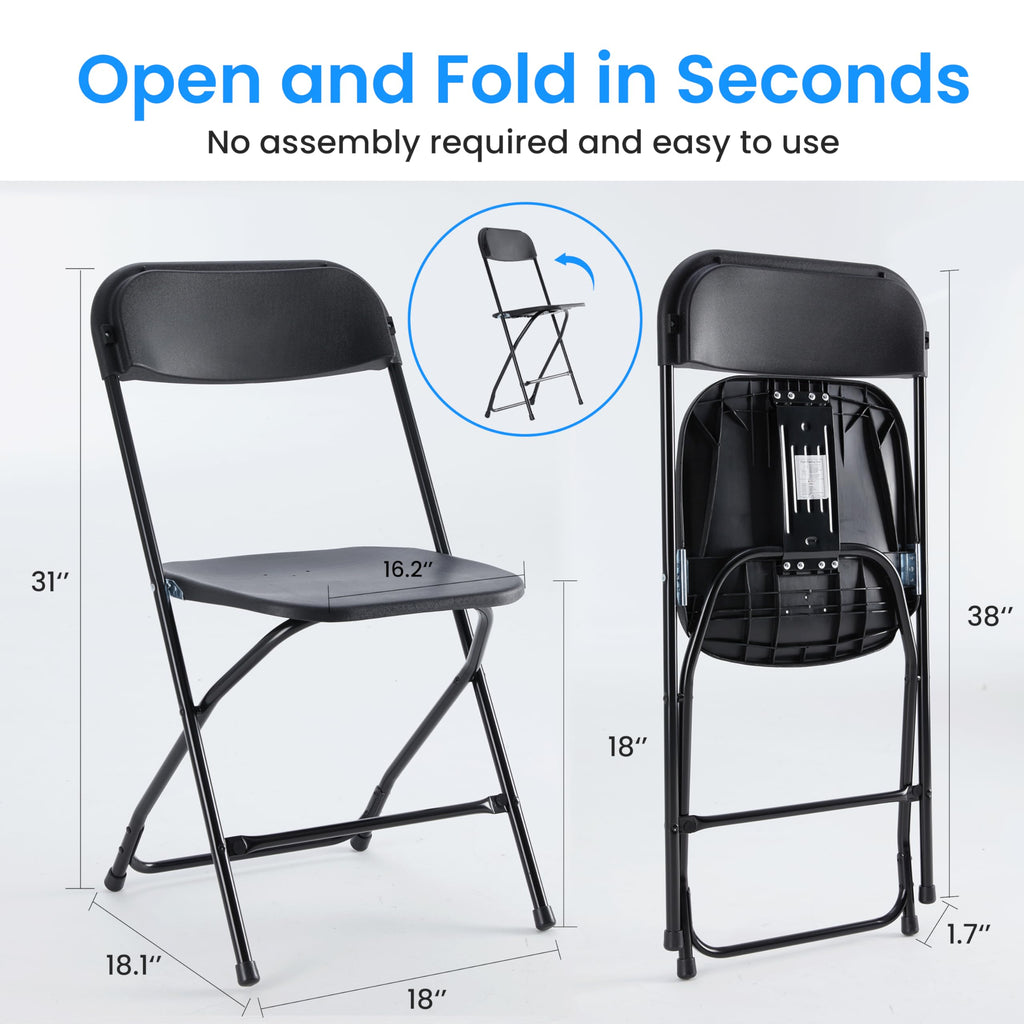 Black 10-Pack Folding Plastic Chair with Metal Frame K595193