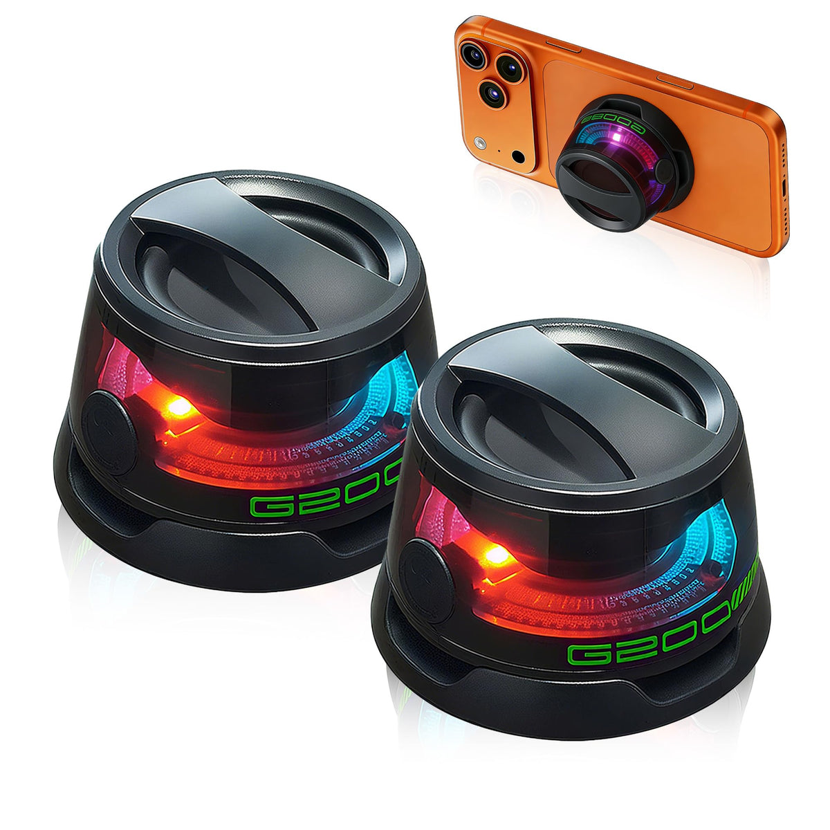 Magnetic Mini Bluetooth Speaker, Wireless Portable Speaker 2-Pack Black P72258