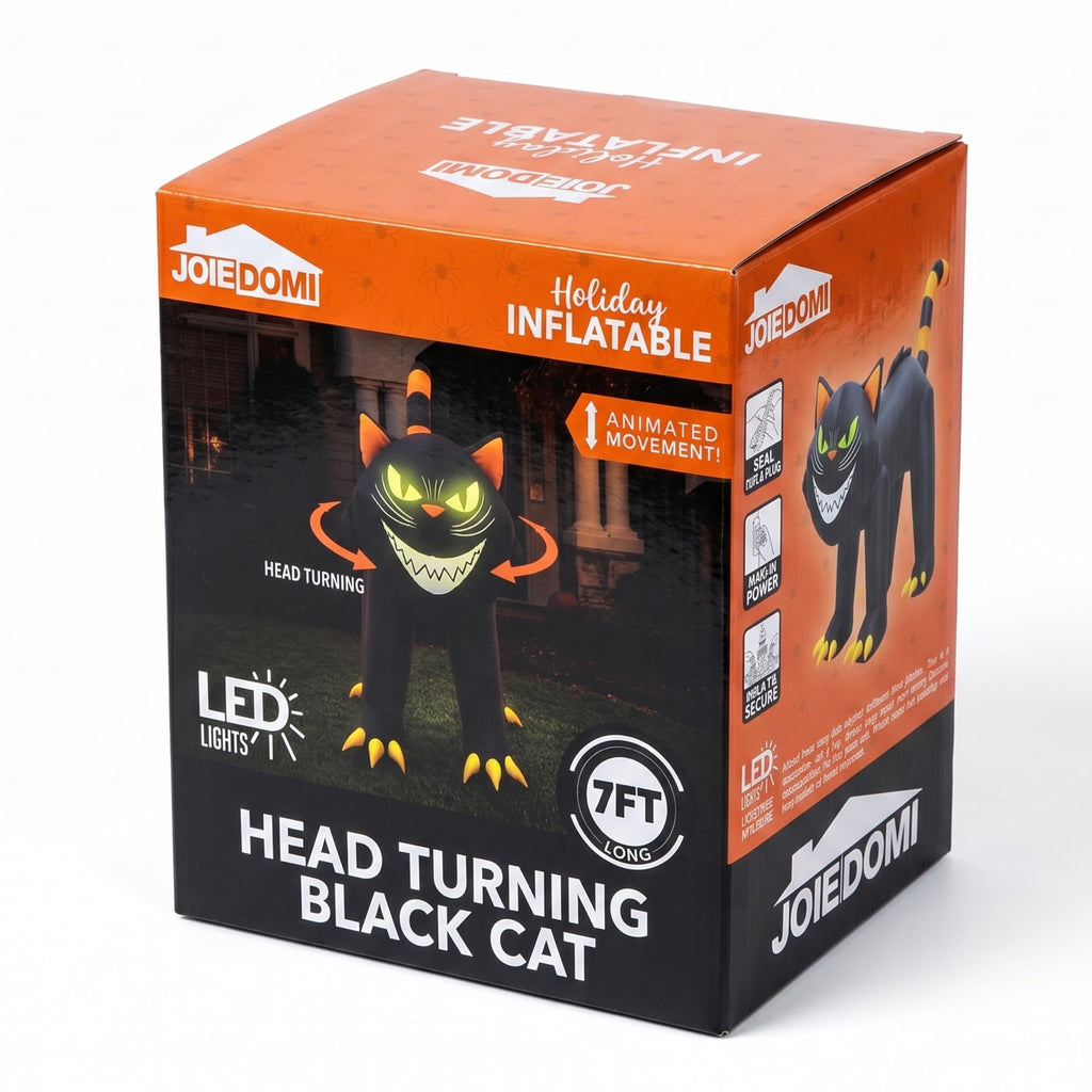 7 ft Black Cat Inflatable with LED Lights Z4926