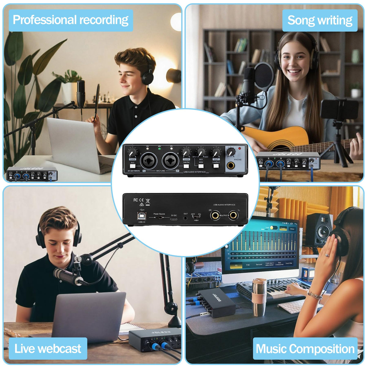 2x2 USB Audio Interface, 24-Bit/192kHz L509237