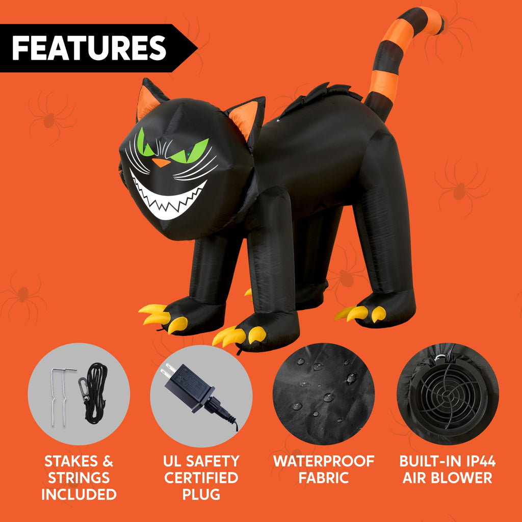 7 ft Black Cat Inflatable with LED Lights Z4926