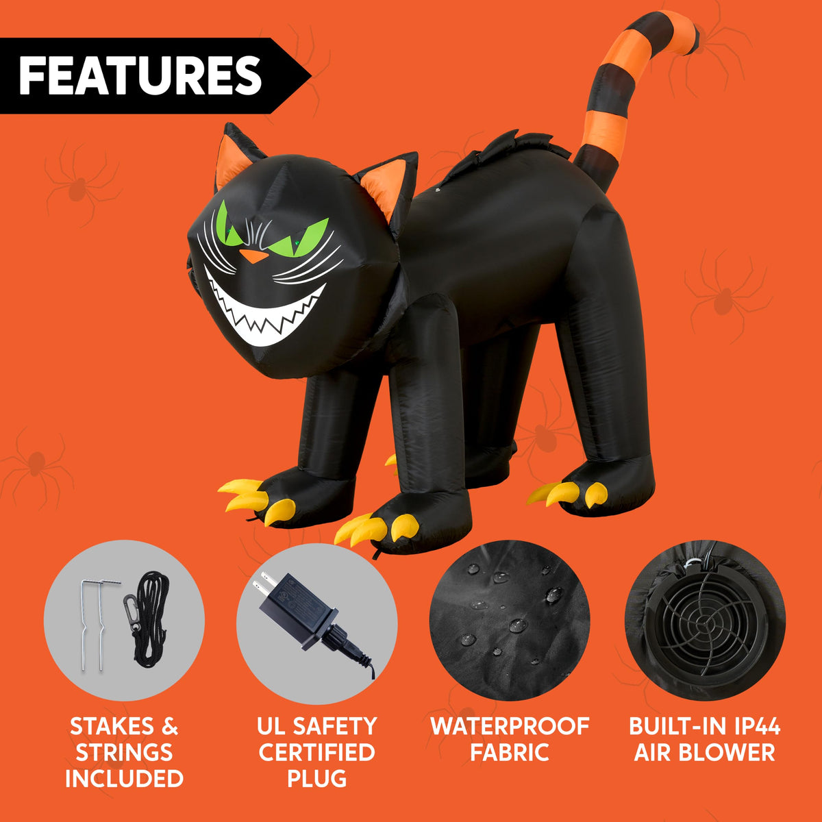 7 ft Black Cat Inflatable with LED Lights Z4926
