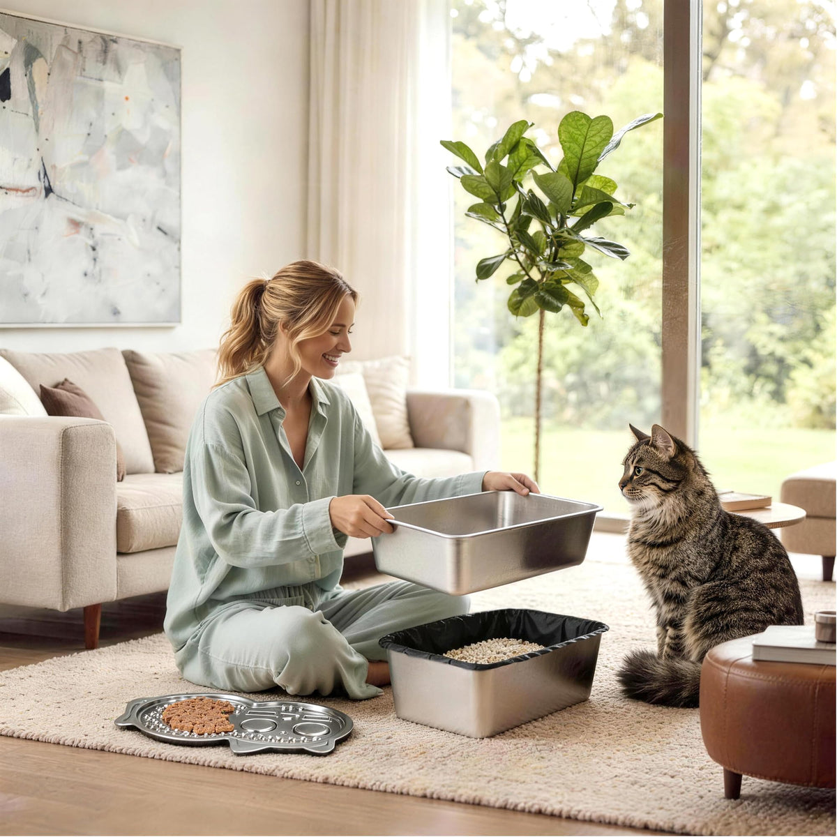Stainless Steel Sifting Litter Box Z24754