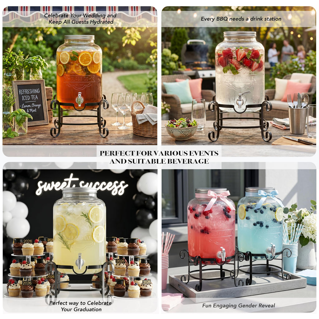 Glass Beverage Dispenser with Metal Stand 3 Gal U30265