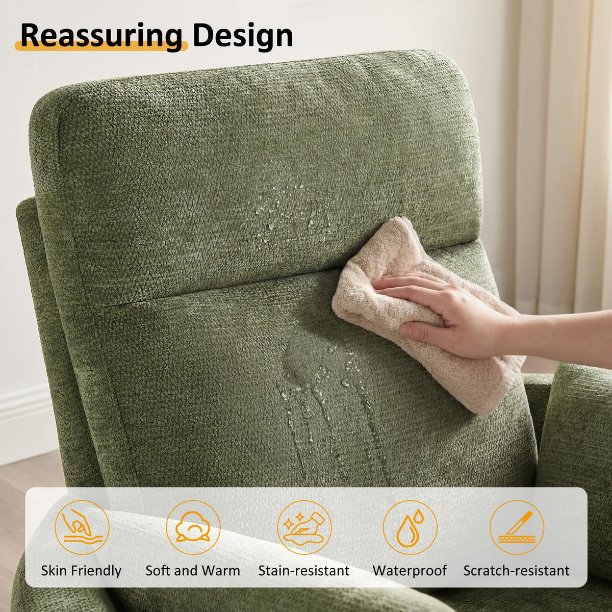 Oversized 360° Swivel Glider Recliner Chair with 2 Pillows and Footrest O1923