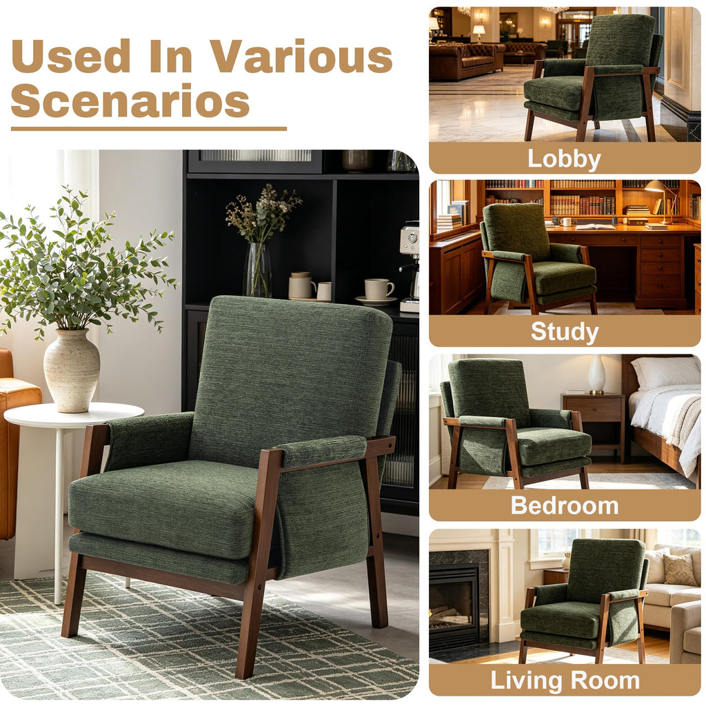 Green Accent Chairs Set of 2 Upholstered Fabric Y45246