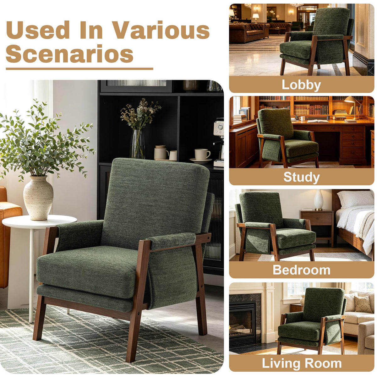 Green Accent Chairs Set of 2 Upholstered Fabric Y45246