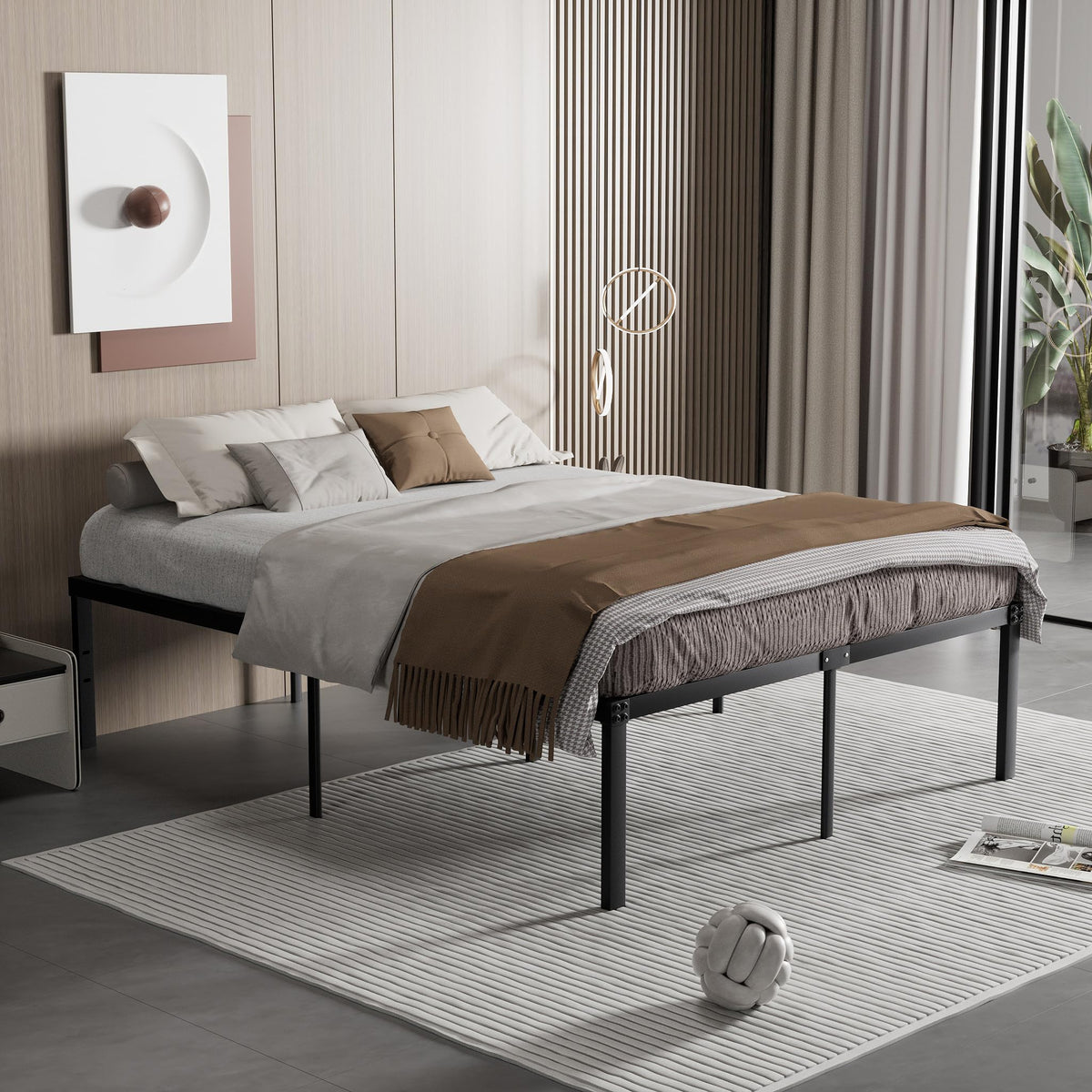 Queen Size Metal Platform Bed Frame N311376