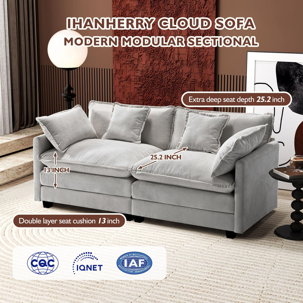 77 Inch Grey Chenille Loveseat B8679