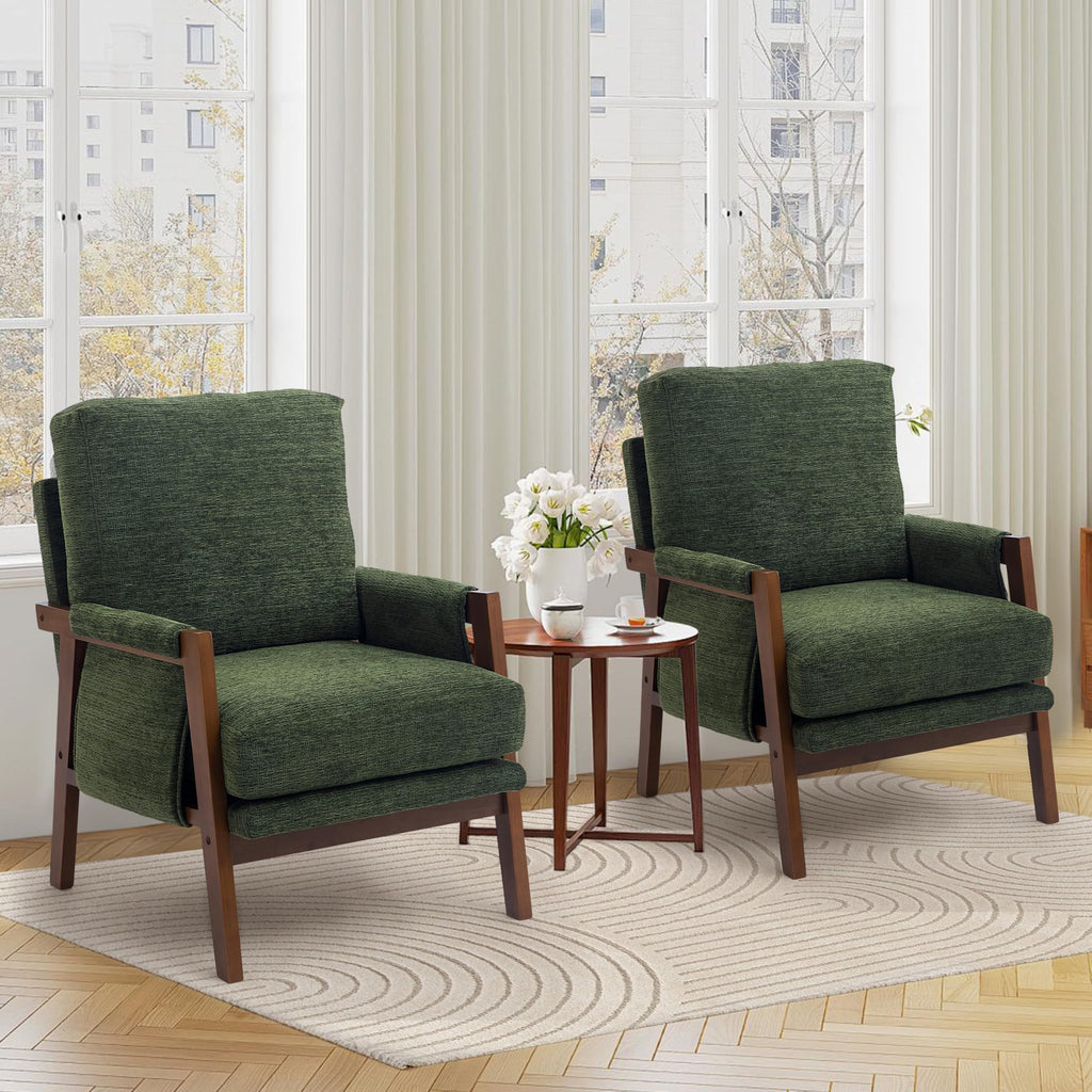 Green Accent Chairs Set of 2 Upholstered Fabric Y45246