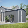 12x8 FT Galvanized Steel Storage Shed with Lockable Doors U17368