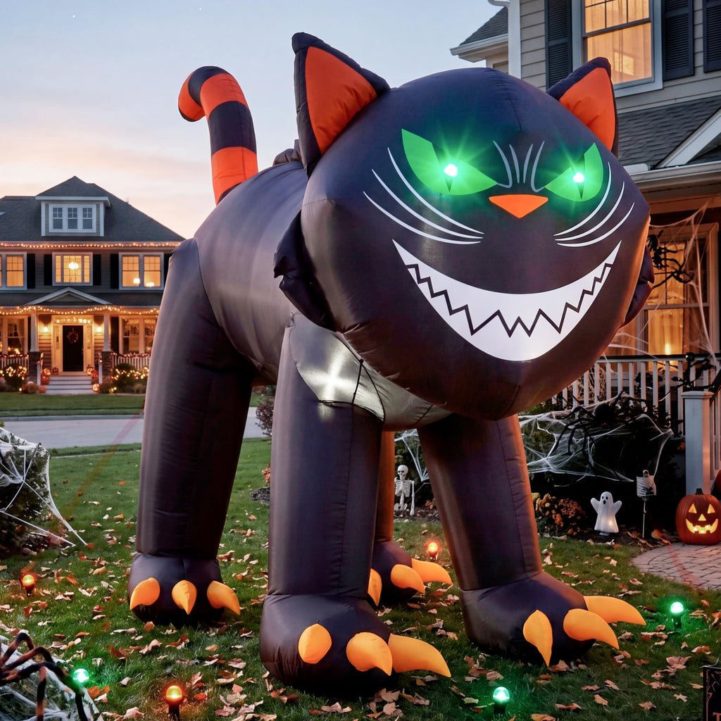 7 ft Black Cat Inflatable with LED Lights Z4926