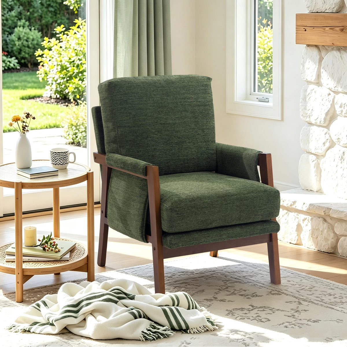 Green Accent Chairs Set of 2 Upholstered Fabric Y45246