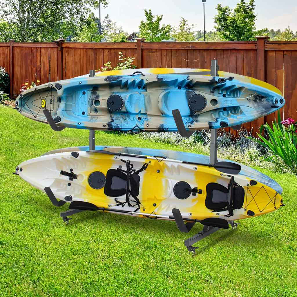 Freestanding Kayak Storage Rack with Lockable Wheels M287586